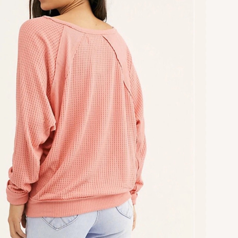 Free People We The Free Santa Clara Thermal Rose Top Sz Smalll Oversized - Picture 2 of 9